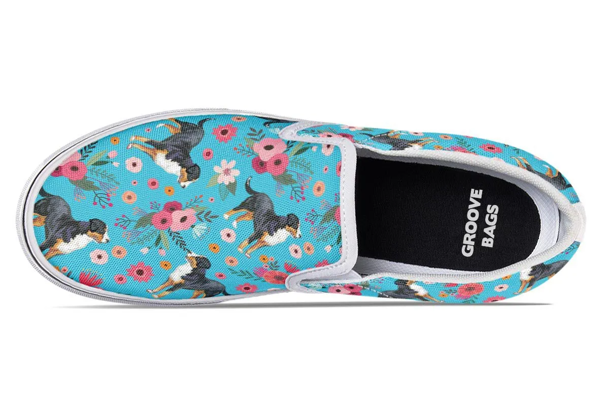 Greater Swiss Mountain Dog Flower Slip-On Shoes