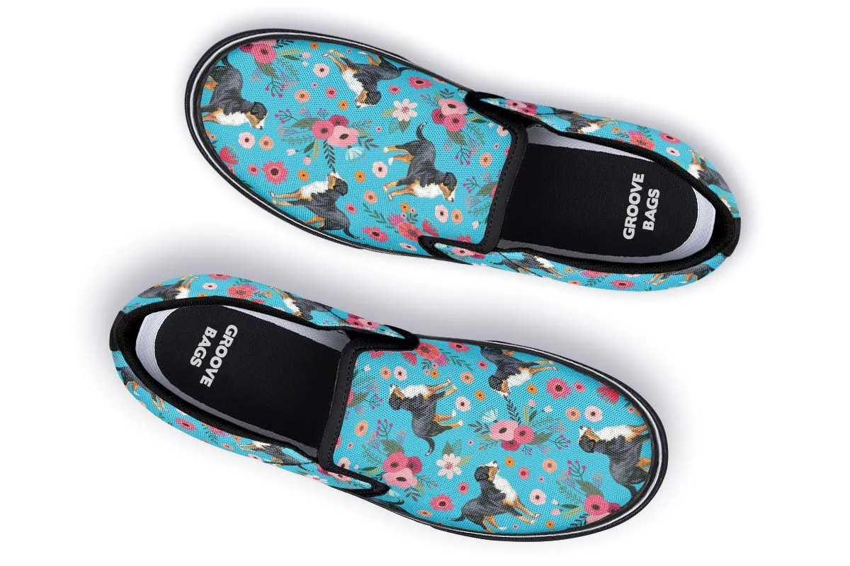 Greater Swiss Mountain Dog Flower Slip-On Shoes
