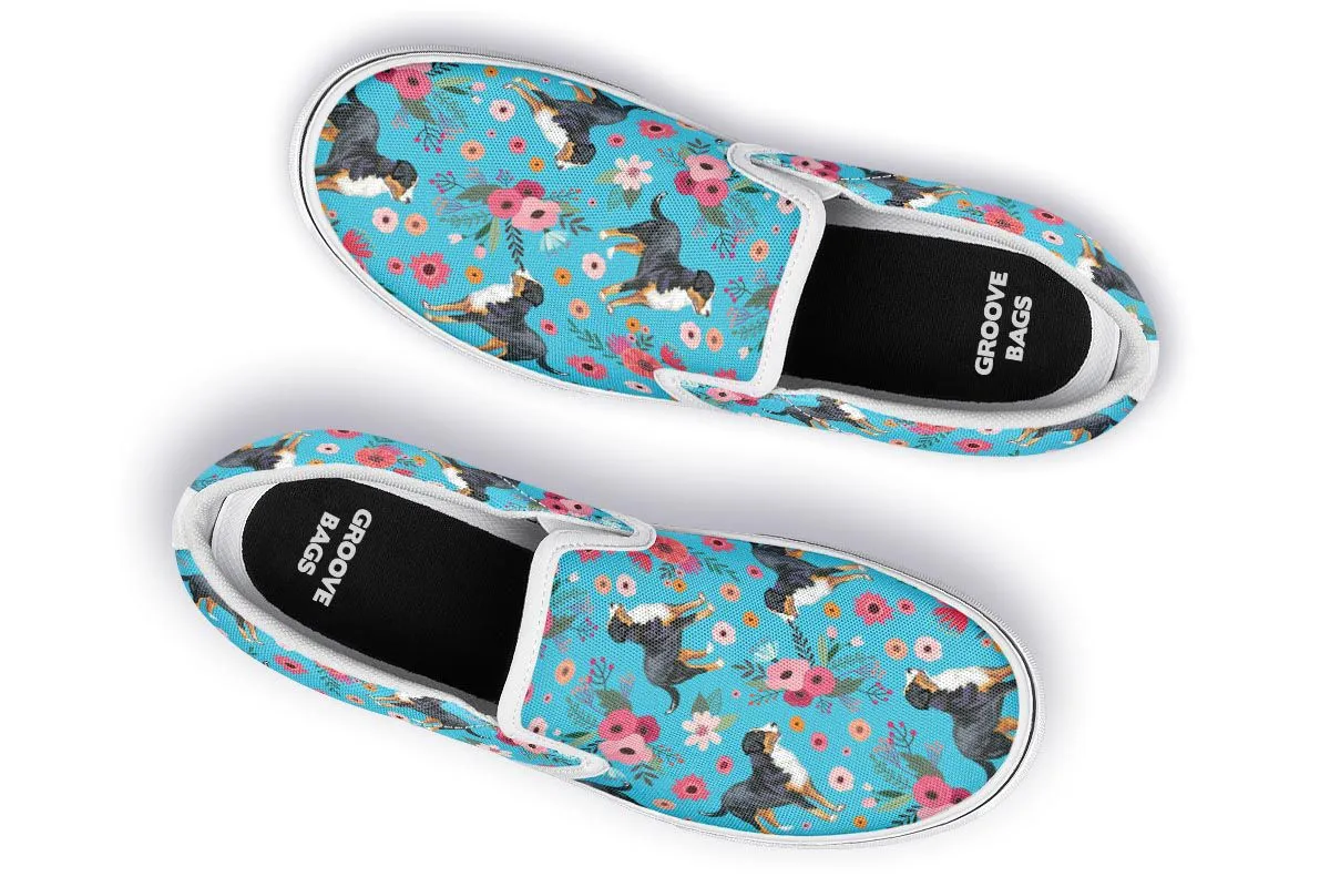 Greater Swiss Mountain Dog Flower Slip-On Shoes