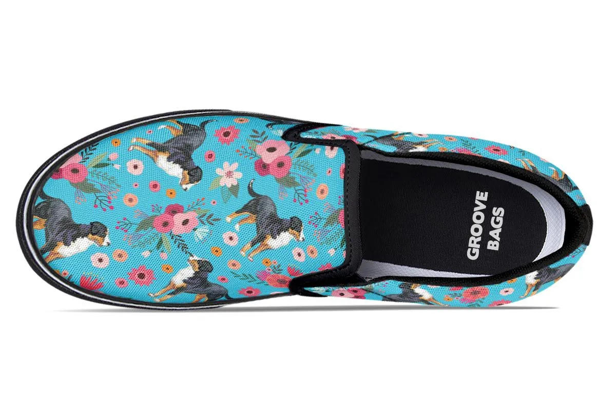 Greater Swiss Mountain Dog Flower Slip-On Shoes