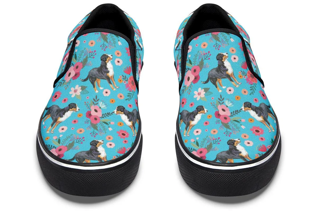 Greater Swiss Mountain Dog Flower Slip-On Shoes