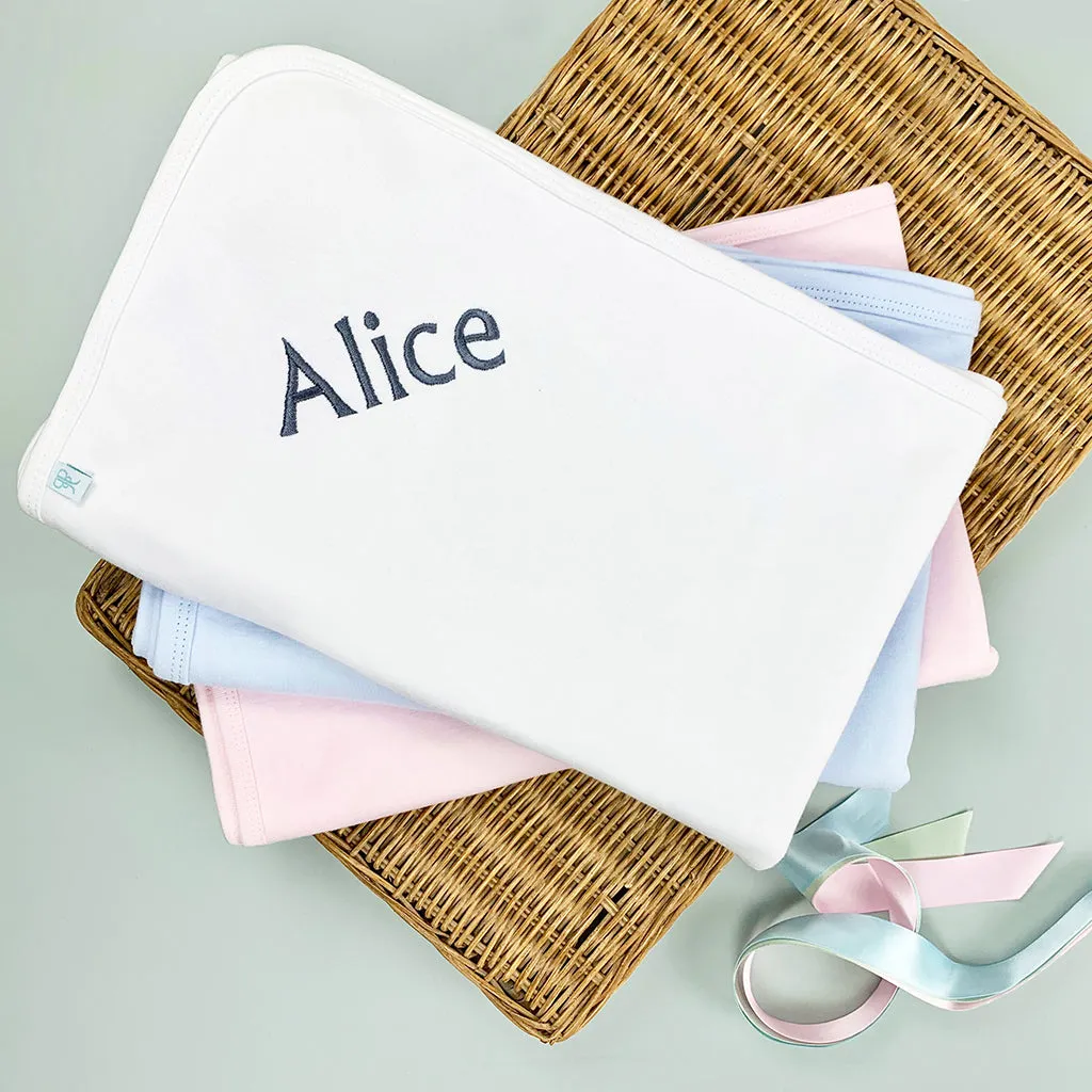 Hand Tied Baby Clothes Bouquet With Personalised Snuggle Wrap, Pink