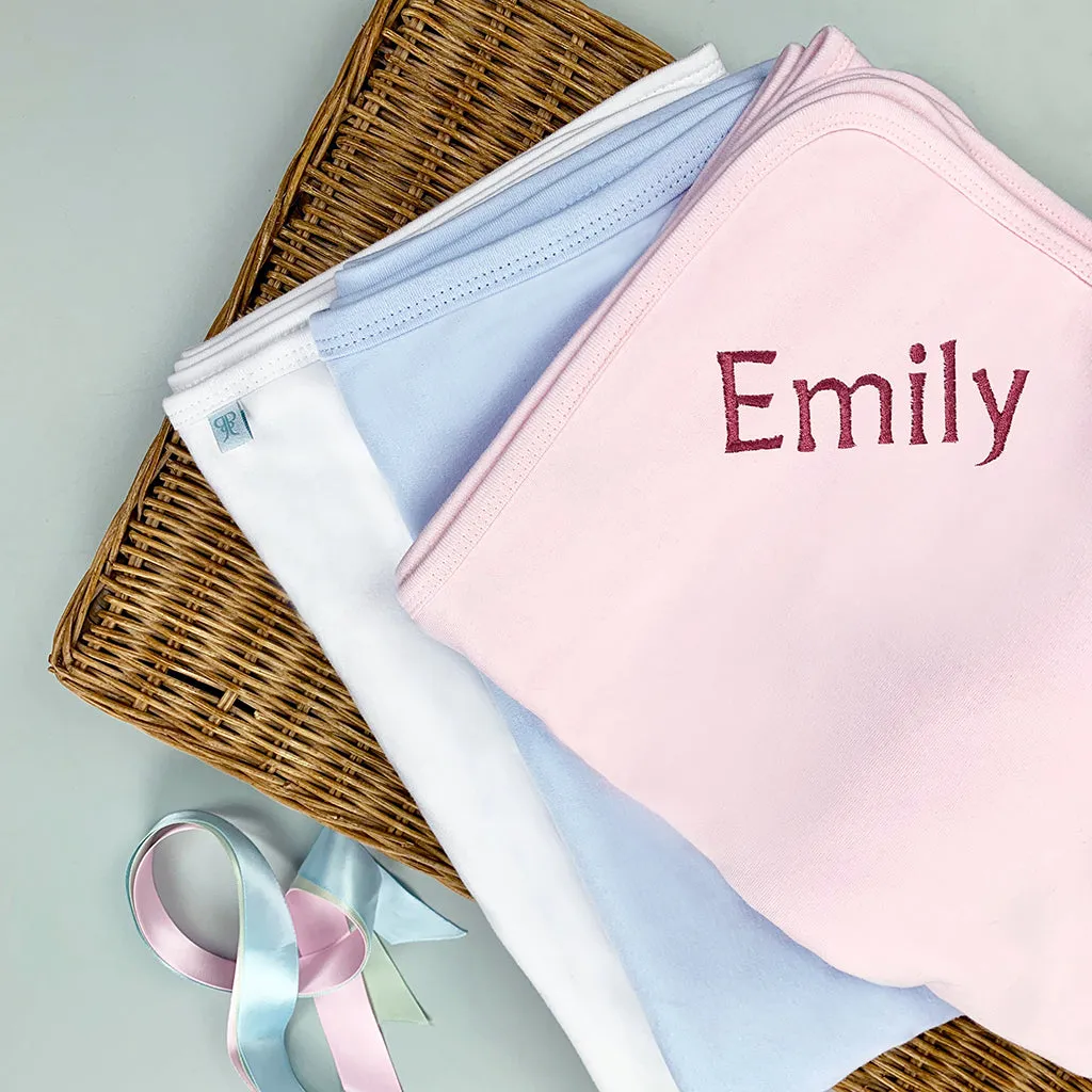 Hand Tied Baby Clothes Bouquet With Personalised Snuggle Wrap, Pink
