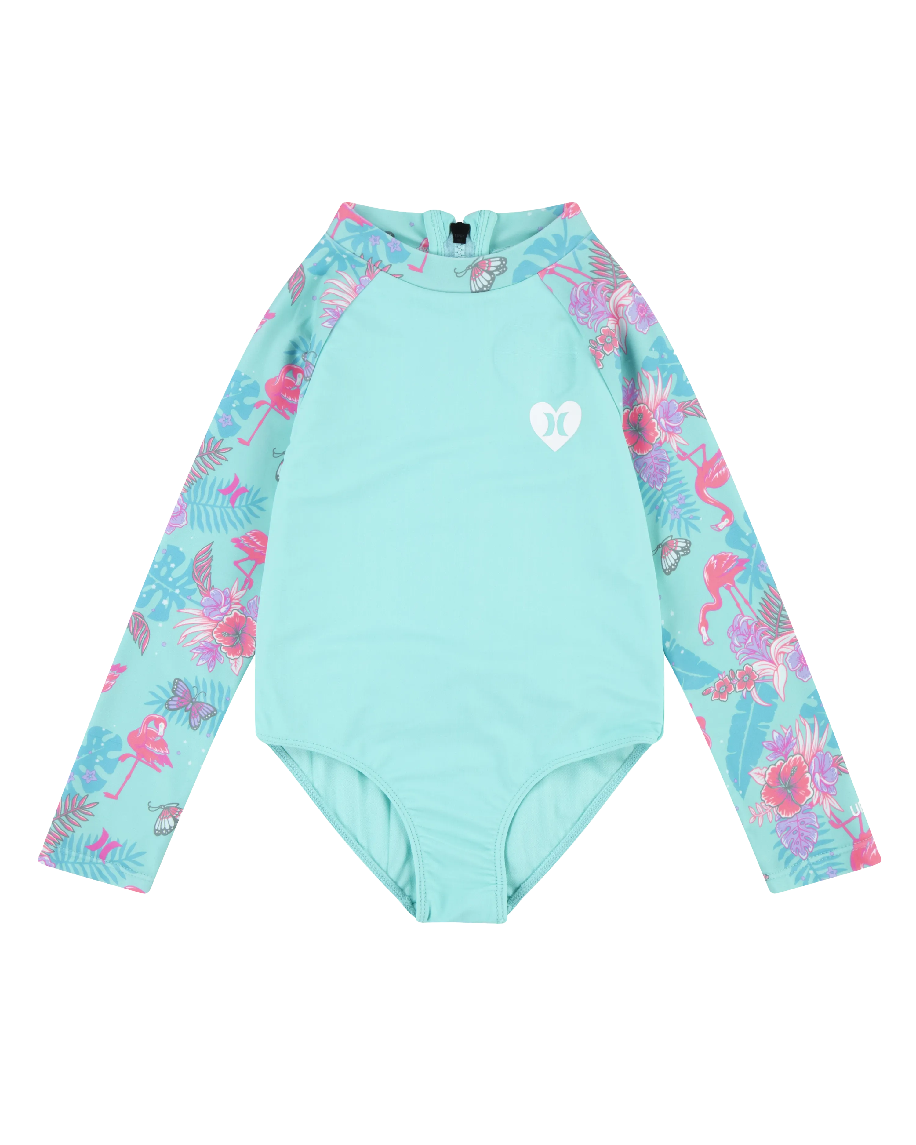 Hurley Clothing Girls Ruffle One Piece Swimsuit in Aurora Green