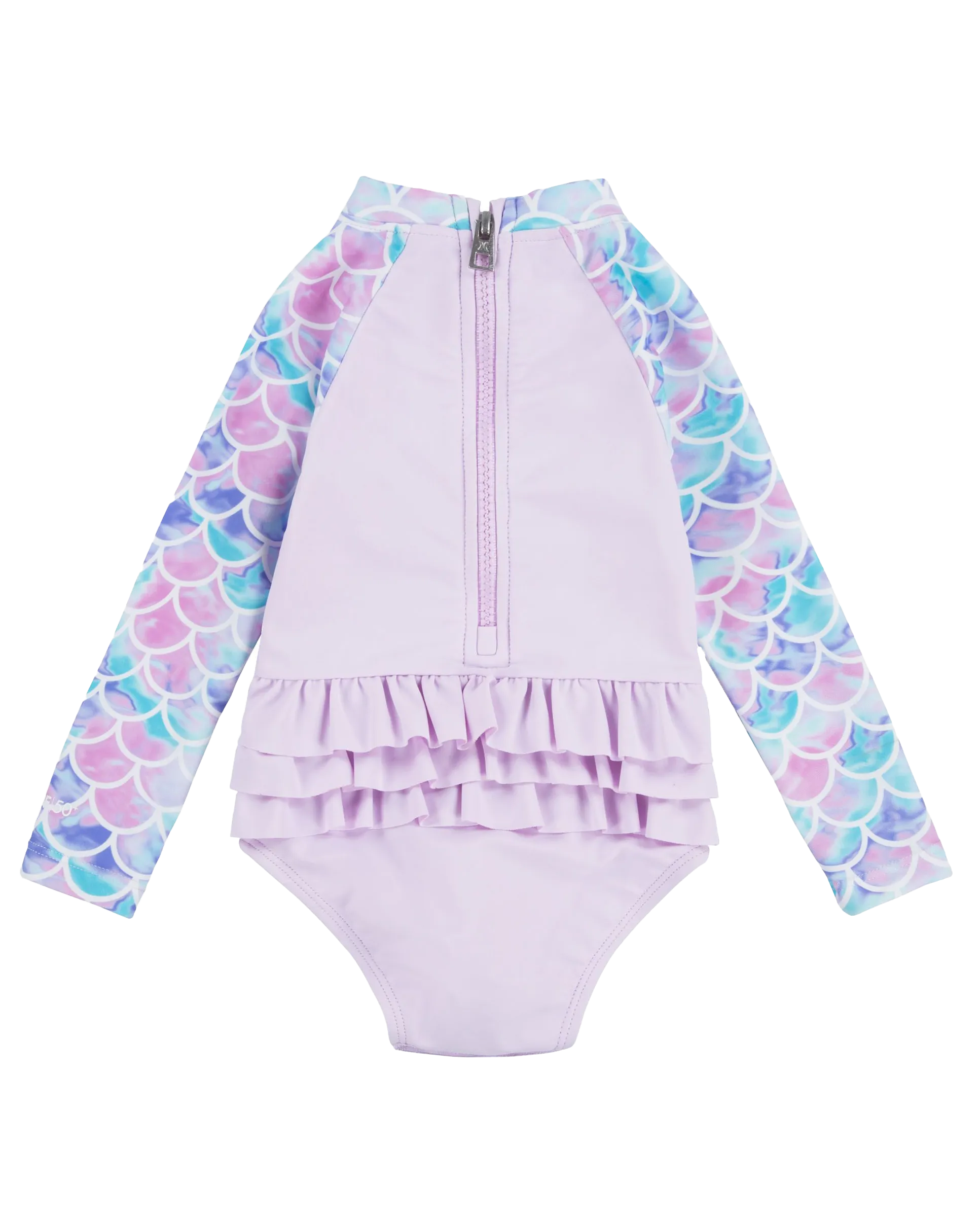 Hurley Clothing Girls Ruffle One Piece Swimsuit in Light Lavender