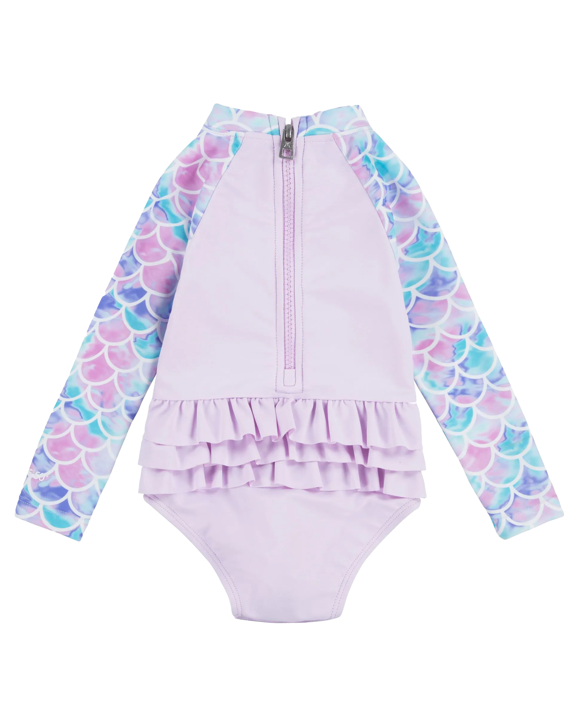 Hurley Clothing Girls Ruffle One Piece Swimsuit in Light Lavender