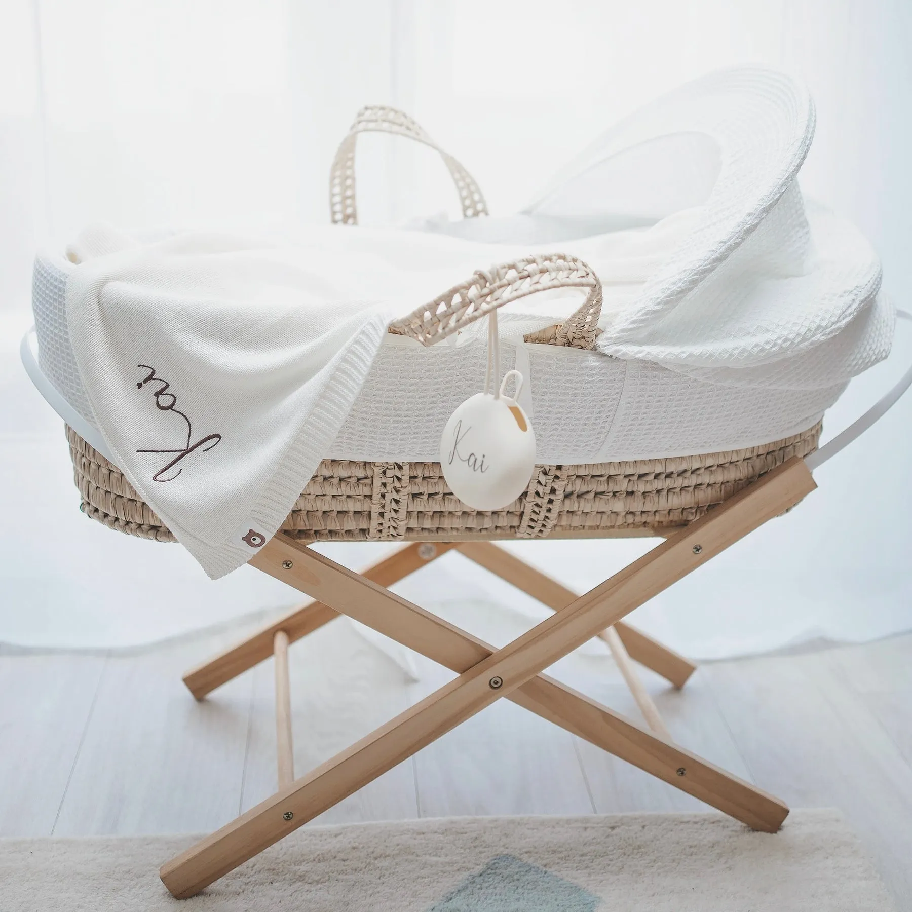 JBØRN Baby Gift Set | Knitted Blanket & Bunny Rattle Toy