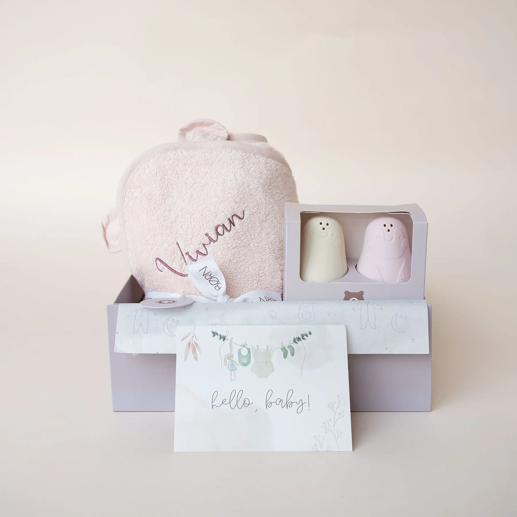 JBØRN Baby Gift Set | Organic Cotton Baby Hooded Towel & Bath Toys