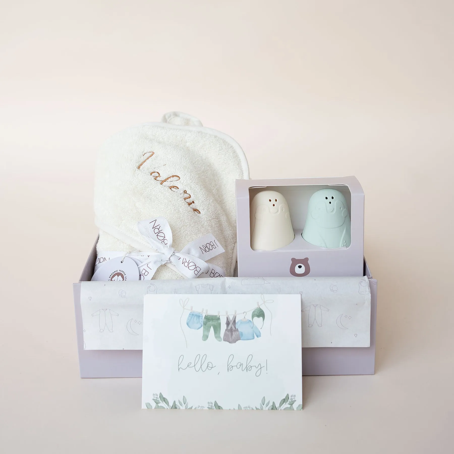 JBØRN Baby Gift Set | Organic Cotton Baby Hooded Towel & Bath Toys