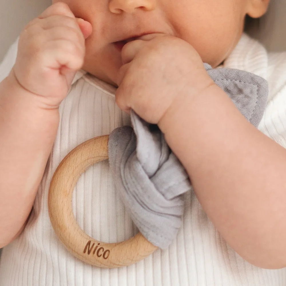 JBØRN Baby Gift Set | Organic Muslin Swaddle Blanket & Teether