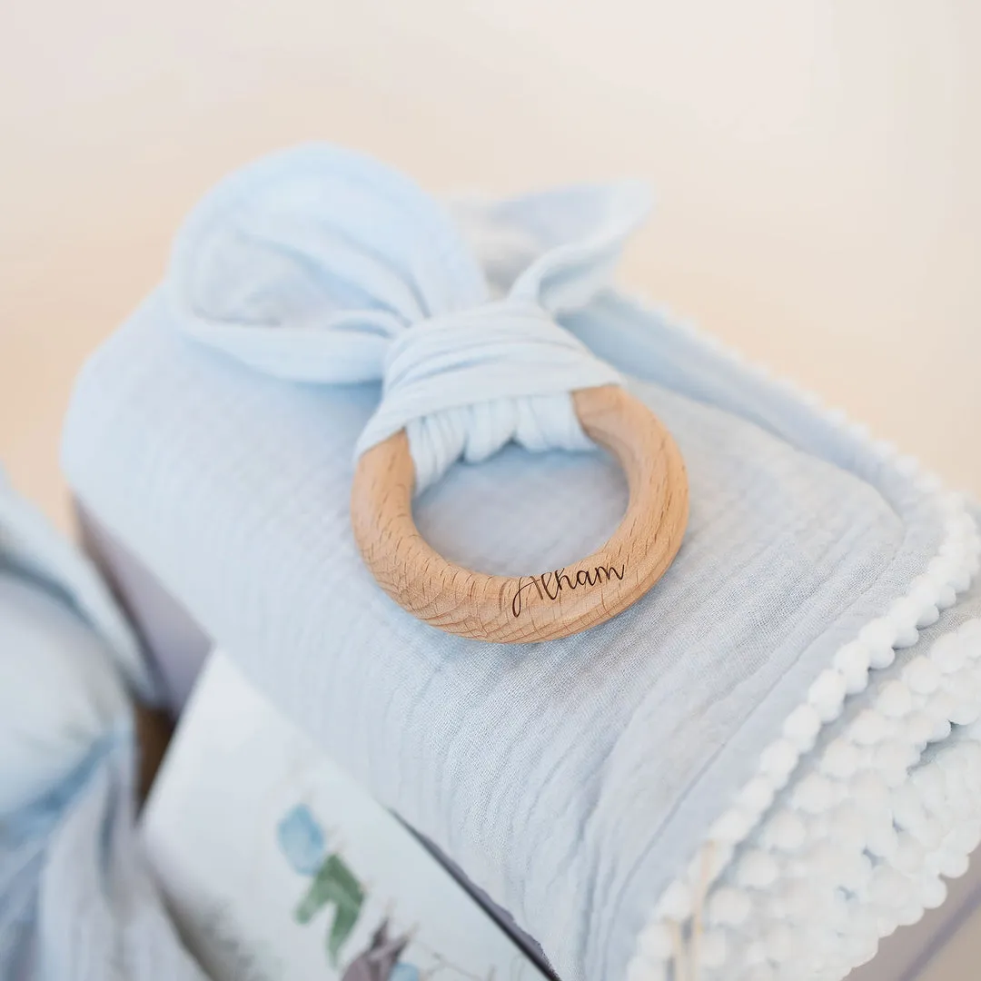 JBØRN Baby Gift Set | Organic Muslin Swaddle Blanket & Teether