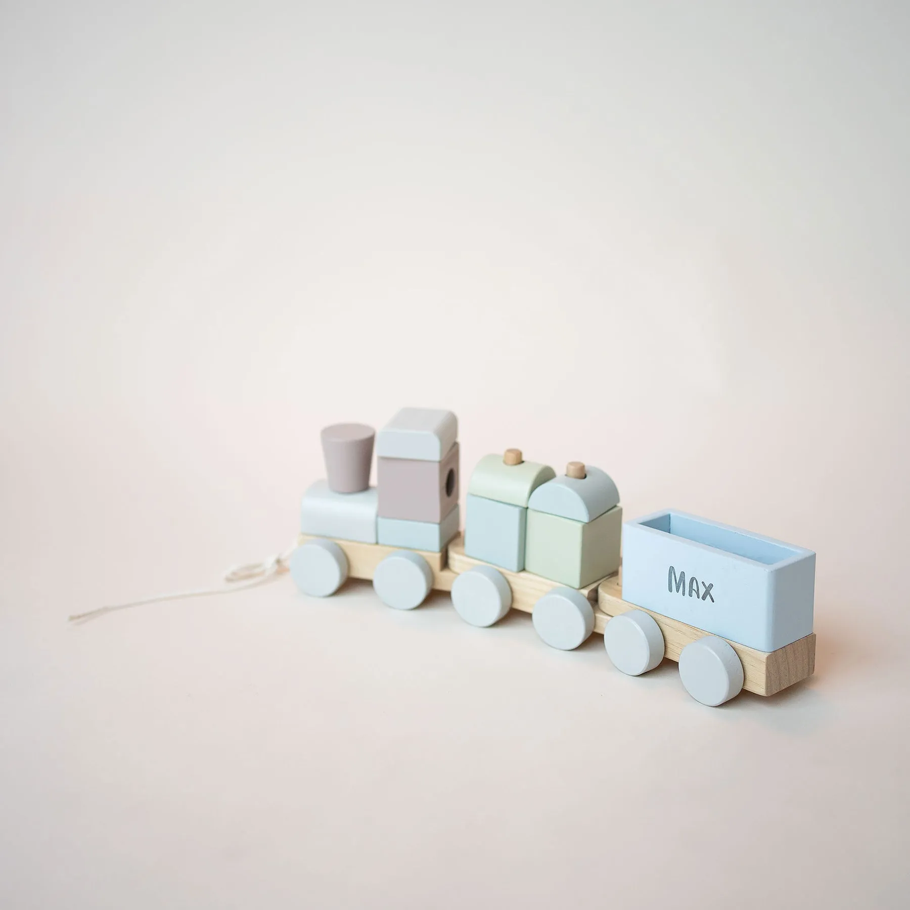JBØRN Personalised Wooden Pull-Along Stacking Train Set