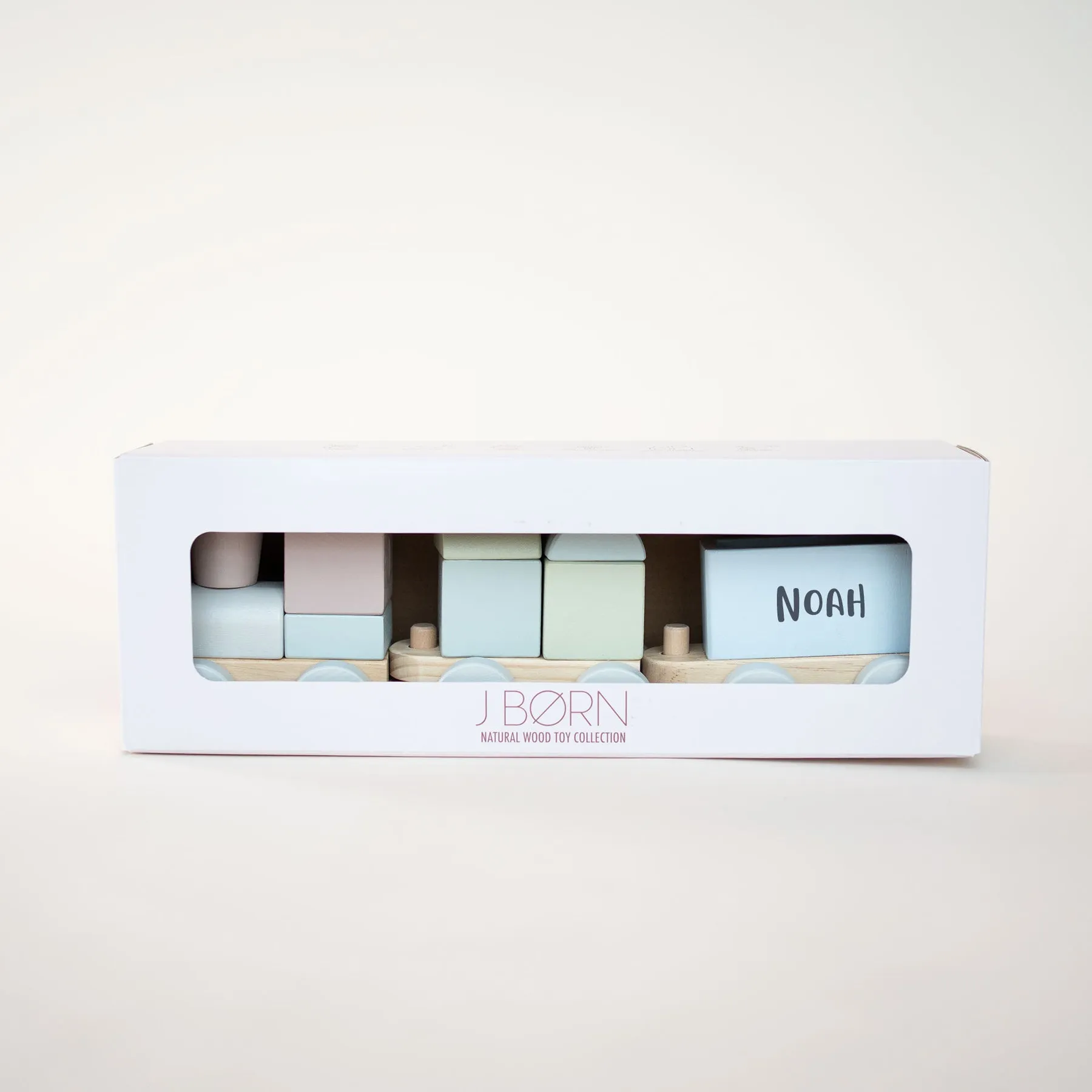 JBØRN Personalised Wooden Pull-Along Stacking Train Set