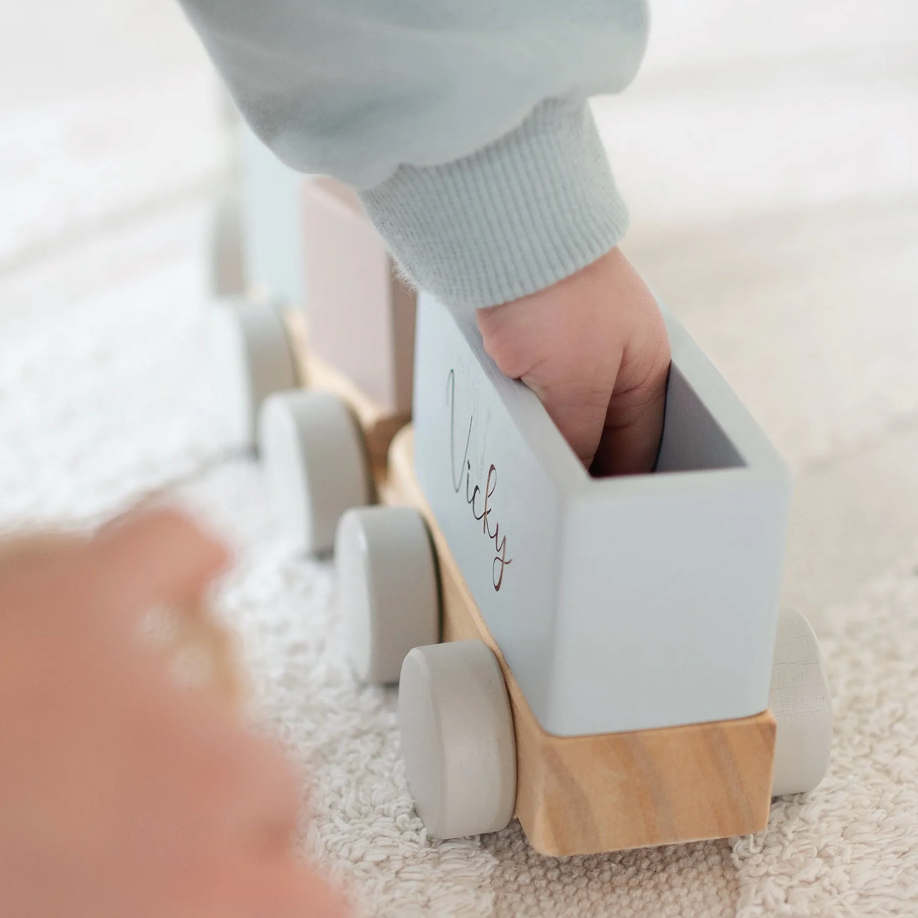 JBØRN Personalised Wooden Pull-Along Stacking Train Set
