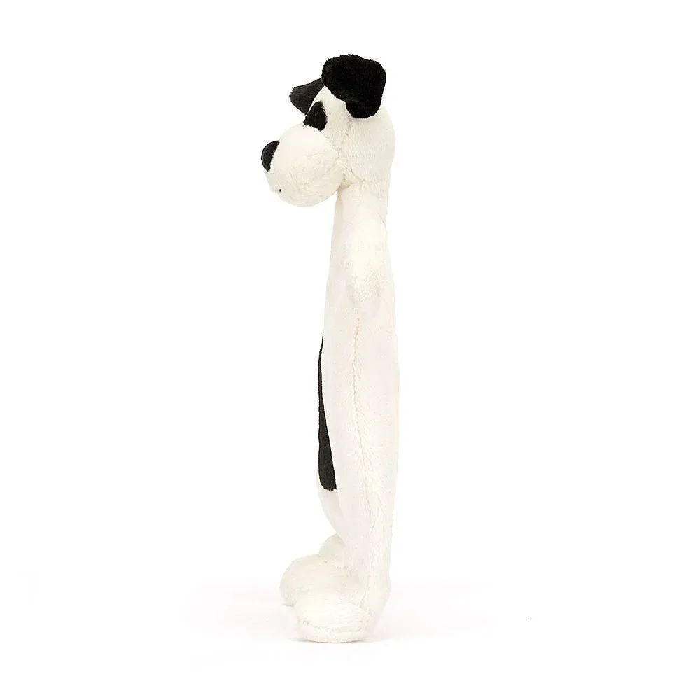 Jellycat bashful black & cream puppy comforter