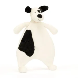 Jellycat bashful black & cream puppy comforter