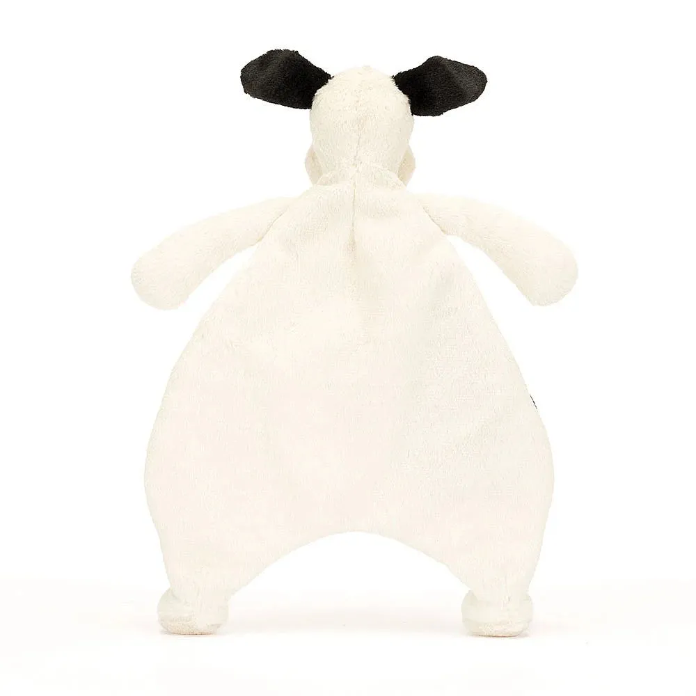 Jellycat bashful black & cream puppy comforter
