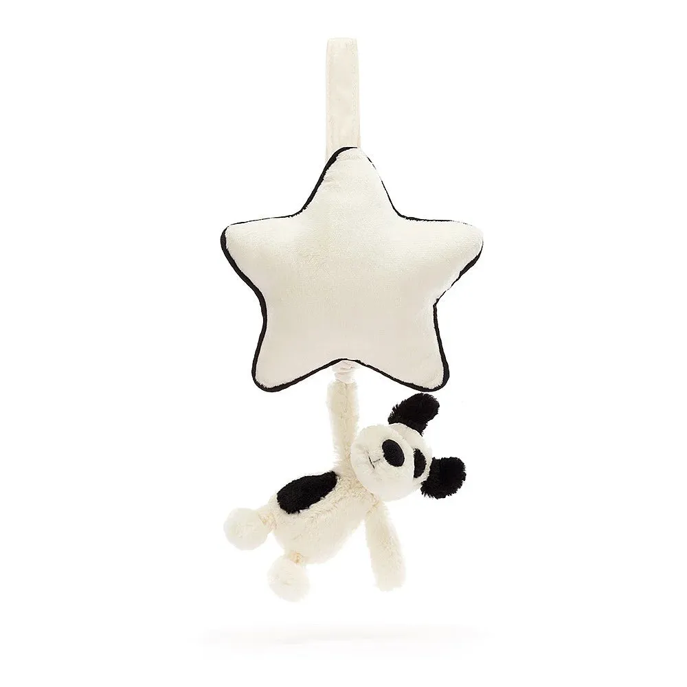 Jellycat bashful black & cream puppy musical pull
