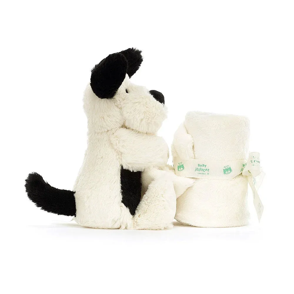 Jellycat bashful black & cream puppy soother