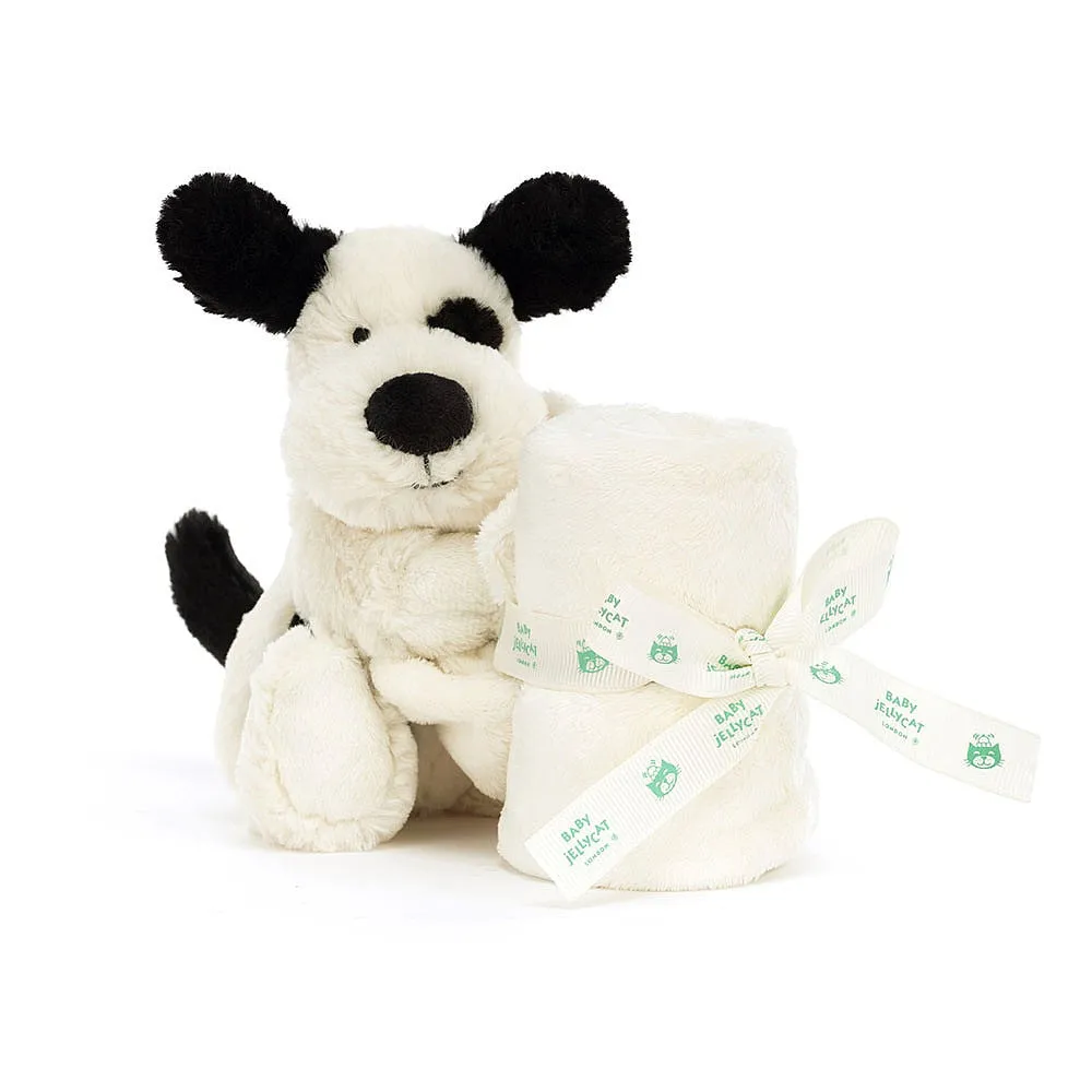 Jellycat bashful black & cream puppy soother