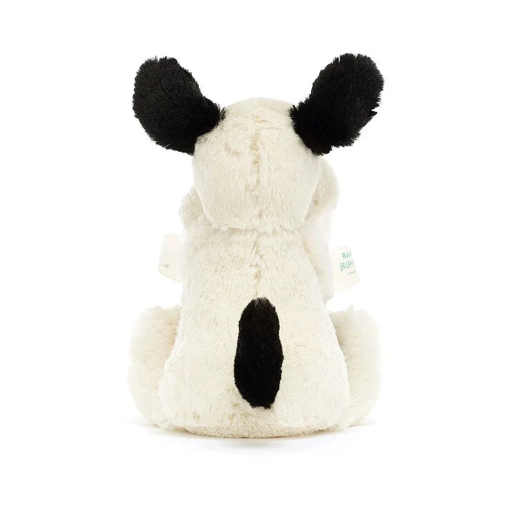 Jellycat bashful black & cream puppy soother