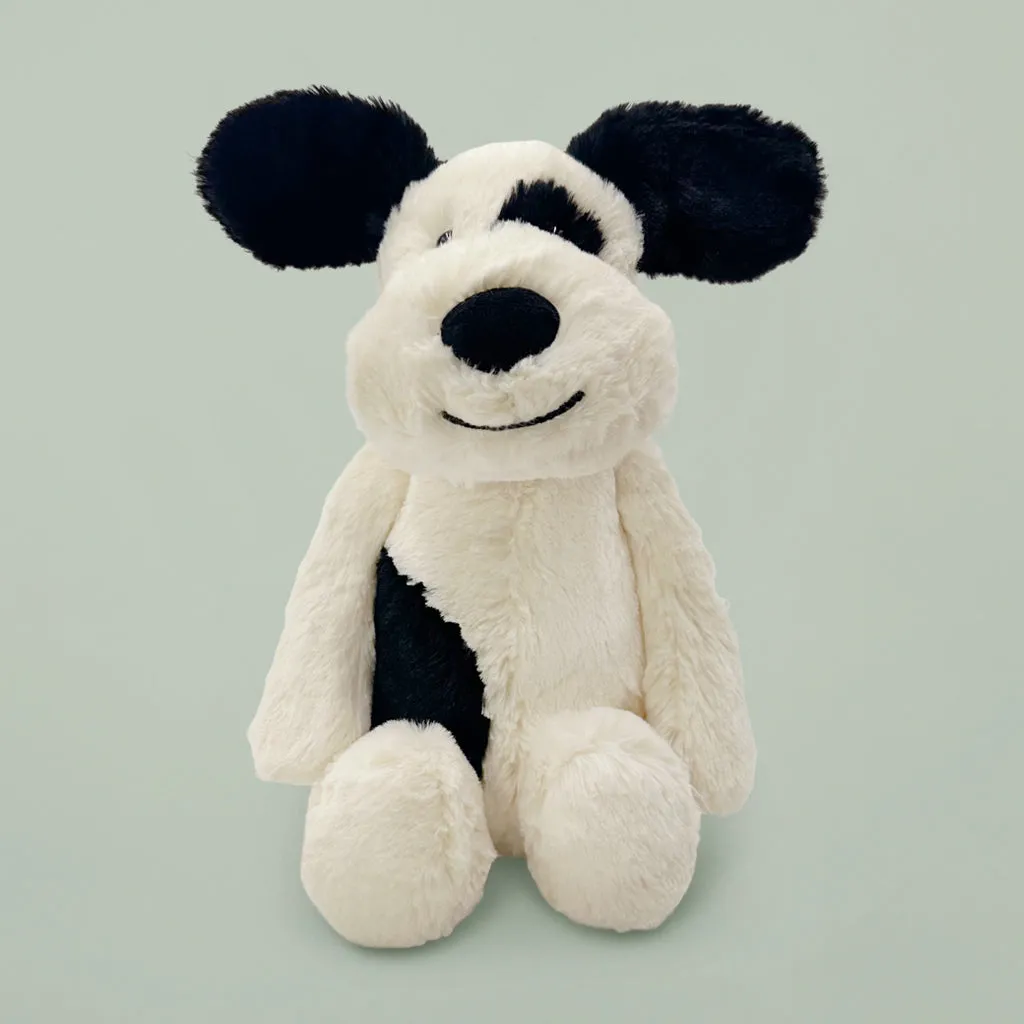 Jellycat Bashful Black and Cream Puppy Soft Toy with If I Were A Puppy Board Book