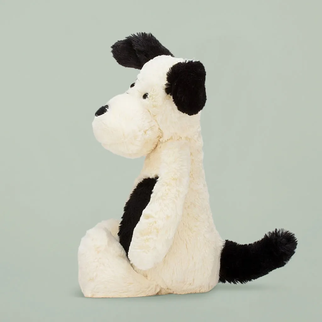 Jellycat Bashful Black and Cream Puppy Soft Toy with If I Were A Puppy Board Book