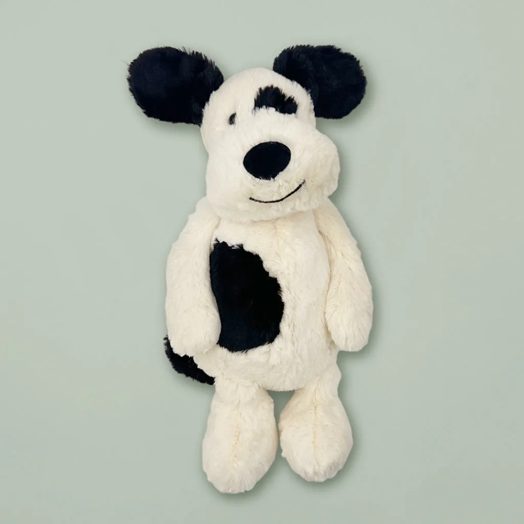 Jellycat Bashful Black and Cream Puppy Soft Toy with If I Were A Puppy Board Book