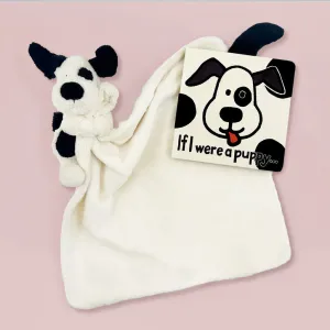 Jellycat Bashful Black and Cream Puppy Soother and If I Were A Puppy Board Book