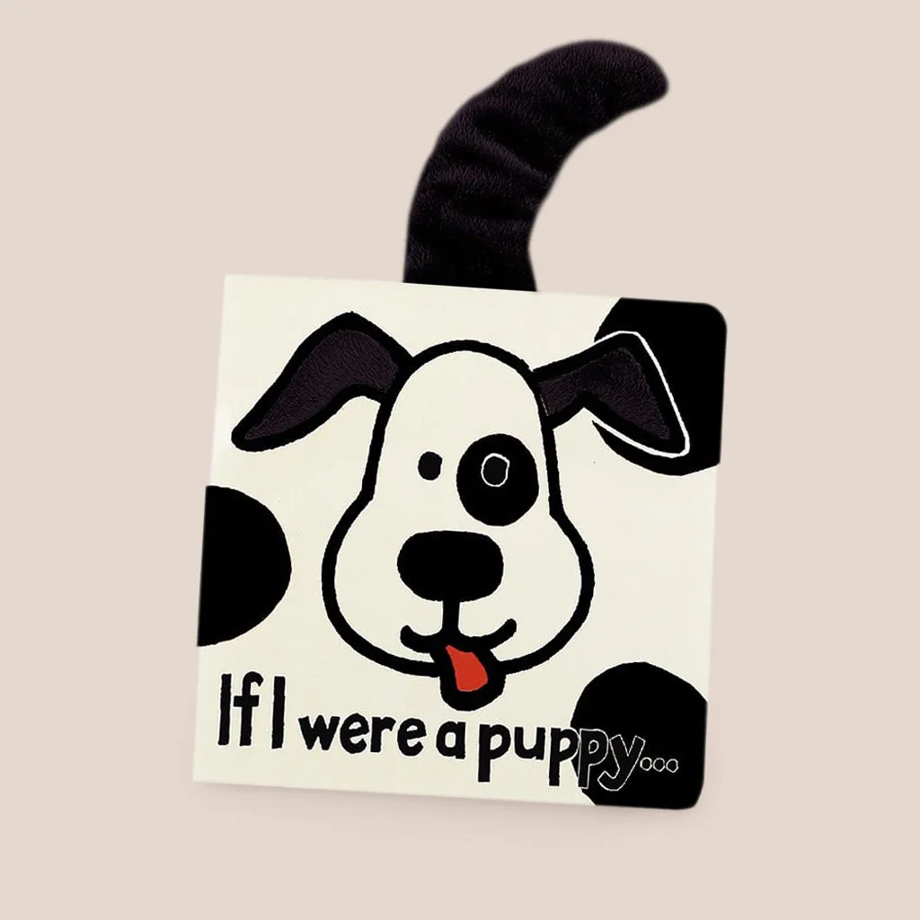 Jellycat Bashful Black and Cream Puppy Soother and If I Were A Puppy Board Book