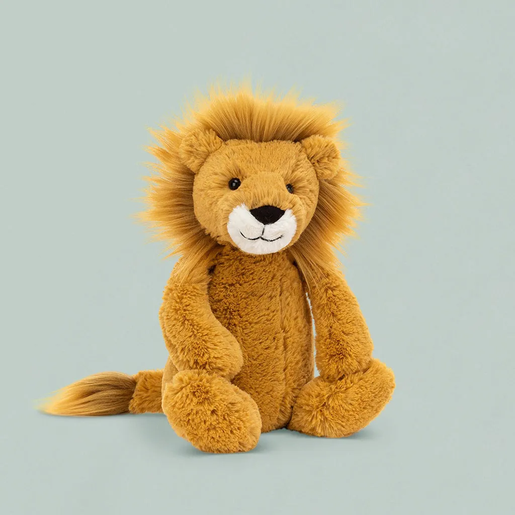 Jellycat Bashful Lion Soft Toy with Floss & Rock Magic Colour-In Cards, Jungle