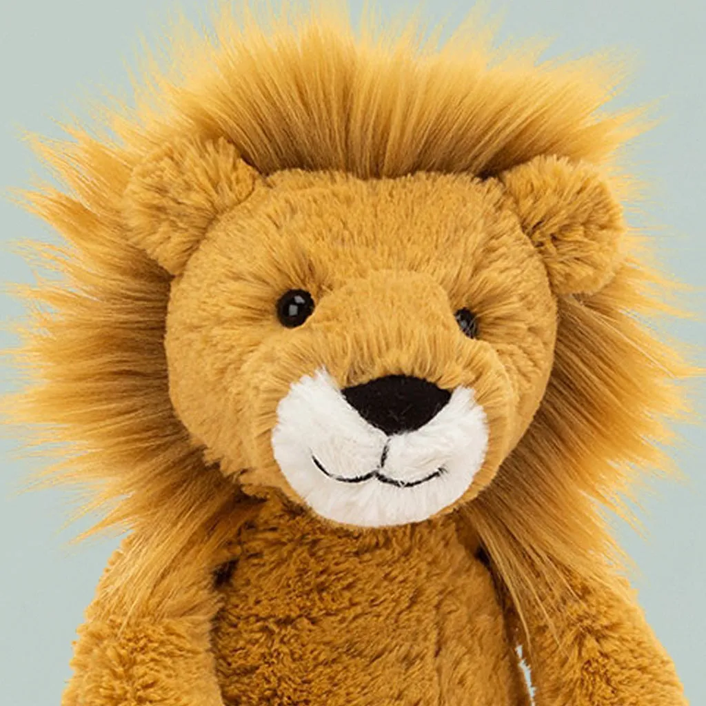 Jellycat Bashful Lion Soft Toy with Floss & Rock Magic Colour-In Cards, Jungle