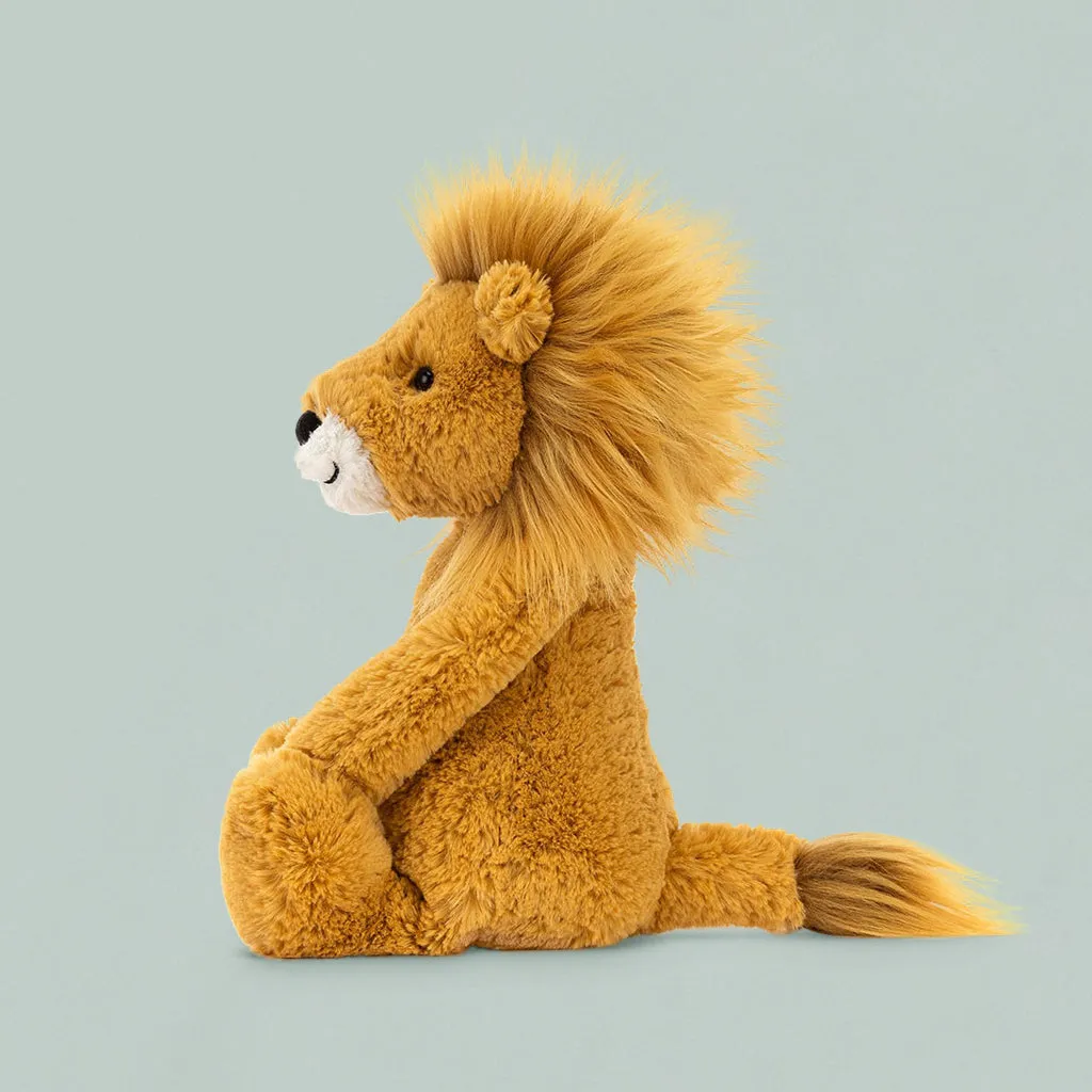 Jellycat Bashful Lion Soft Toy with Floss & Rock Magic Colour-In Cards, Jungle