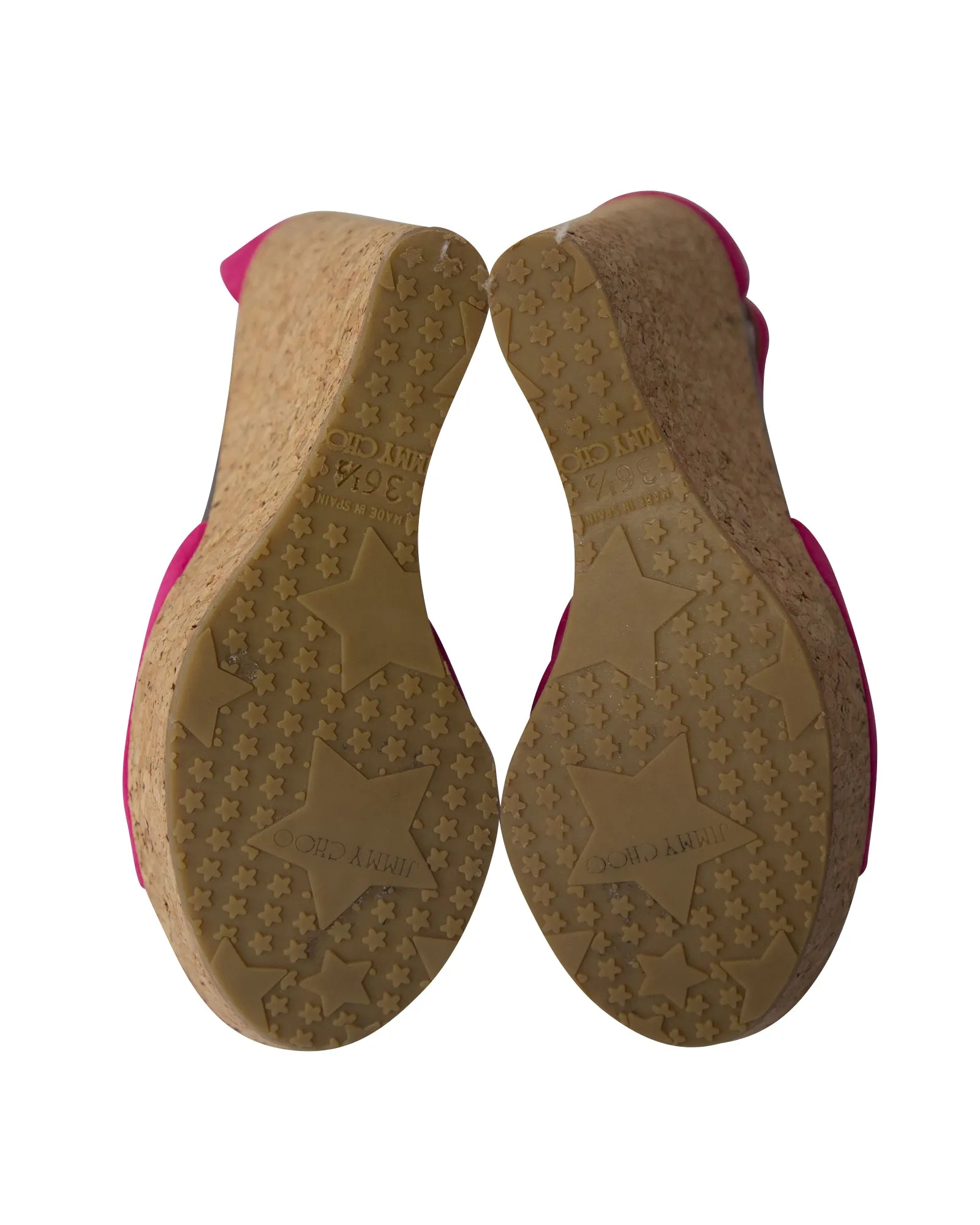 Jimmy Choo T-Bar Peep Toe Wedge in Pink Suede