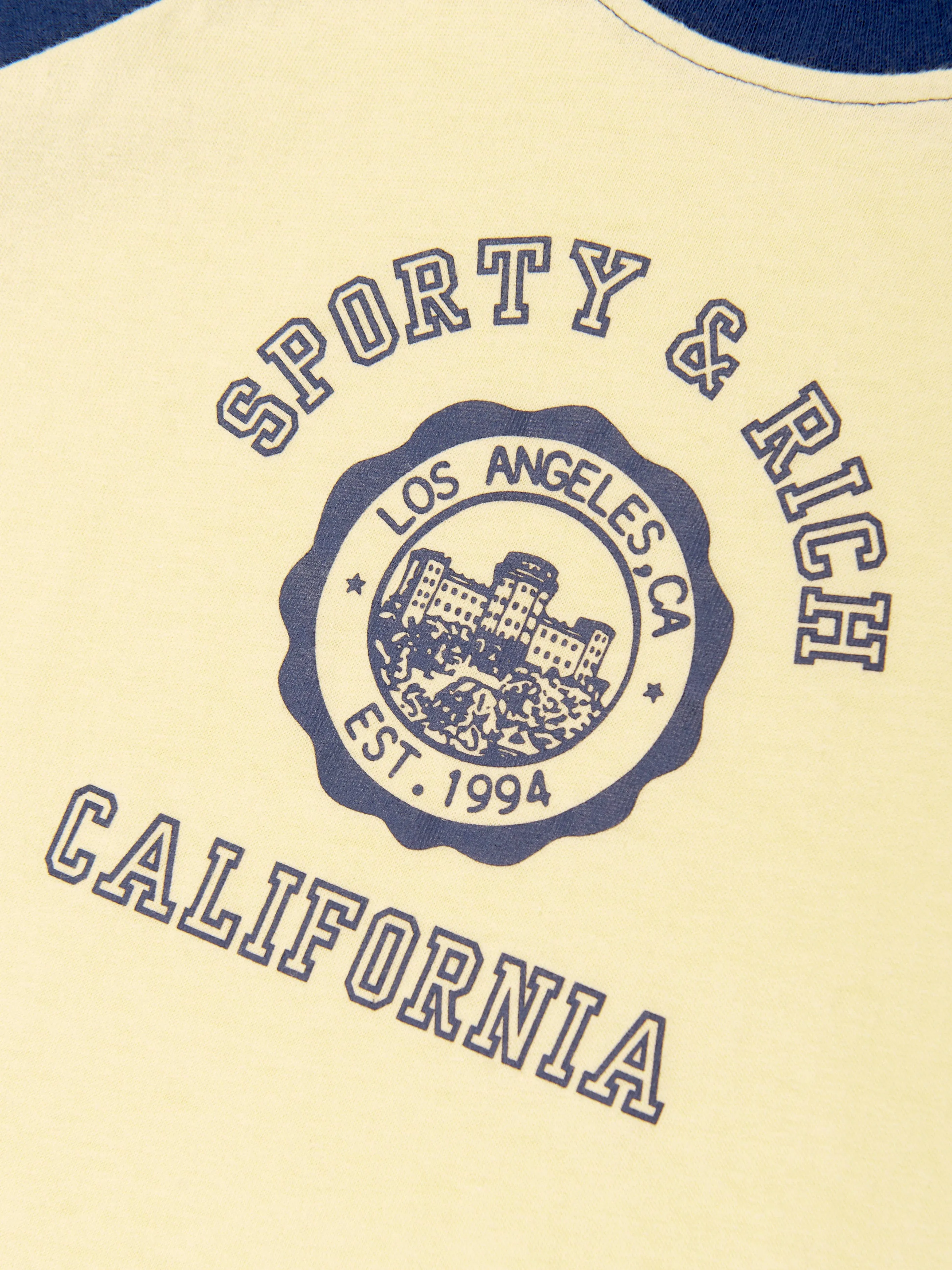 Kids California Emblem Baseball T-Shirt in Yellow