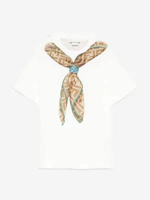 Kids Scarf Print T-Shirt in White
