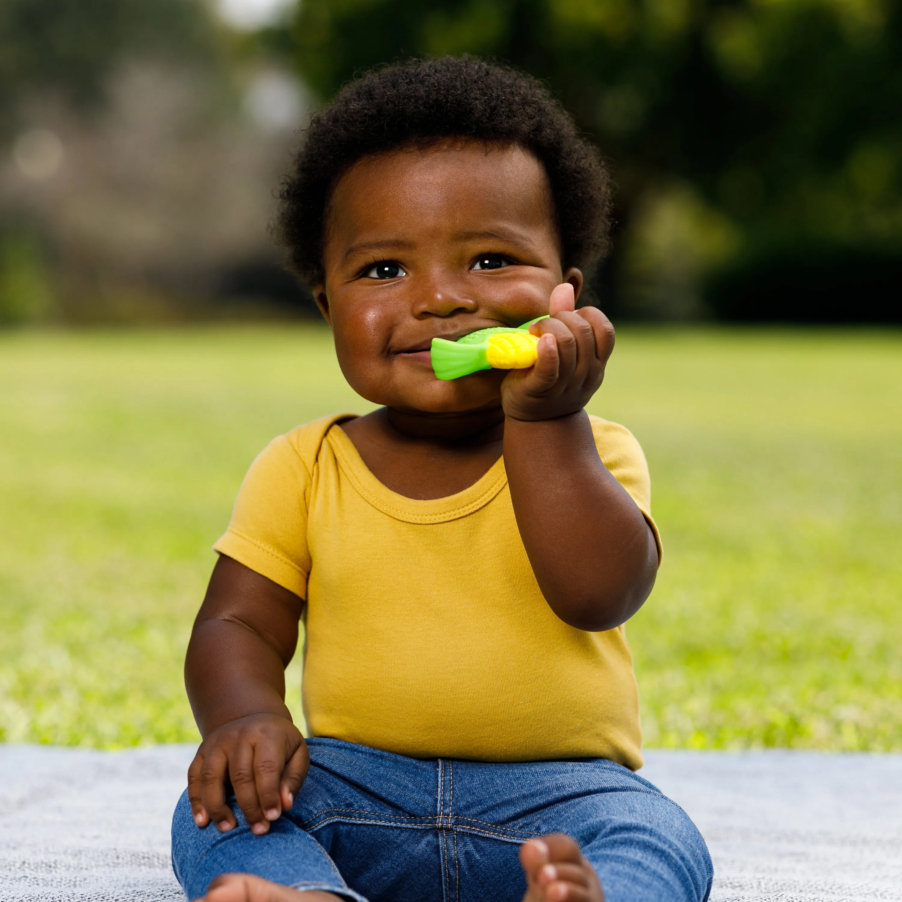Lil' Nibbles Textured Silicone Teether - Corn