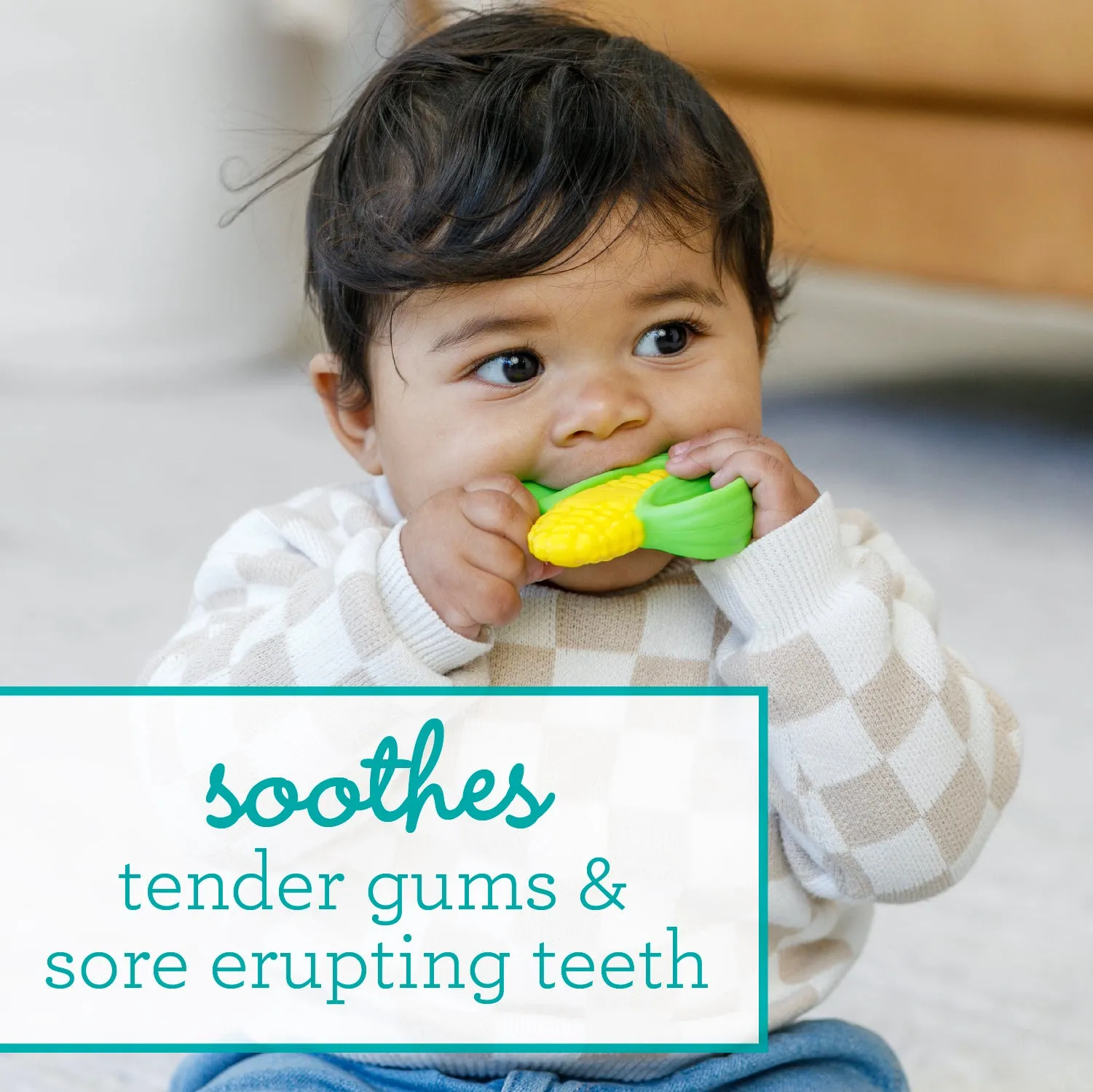 Lil' Nibbles Textured Silicone Teether - Corn