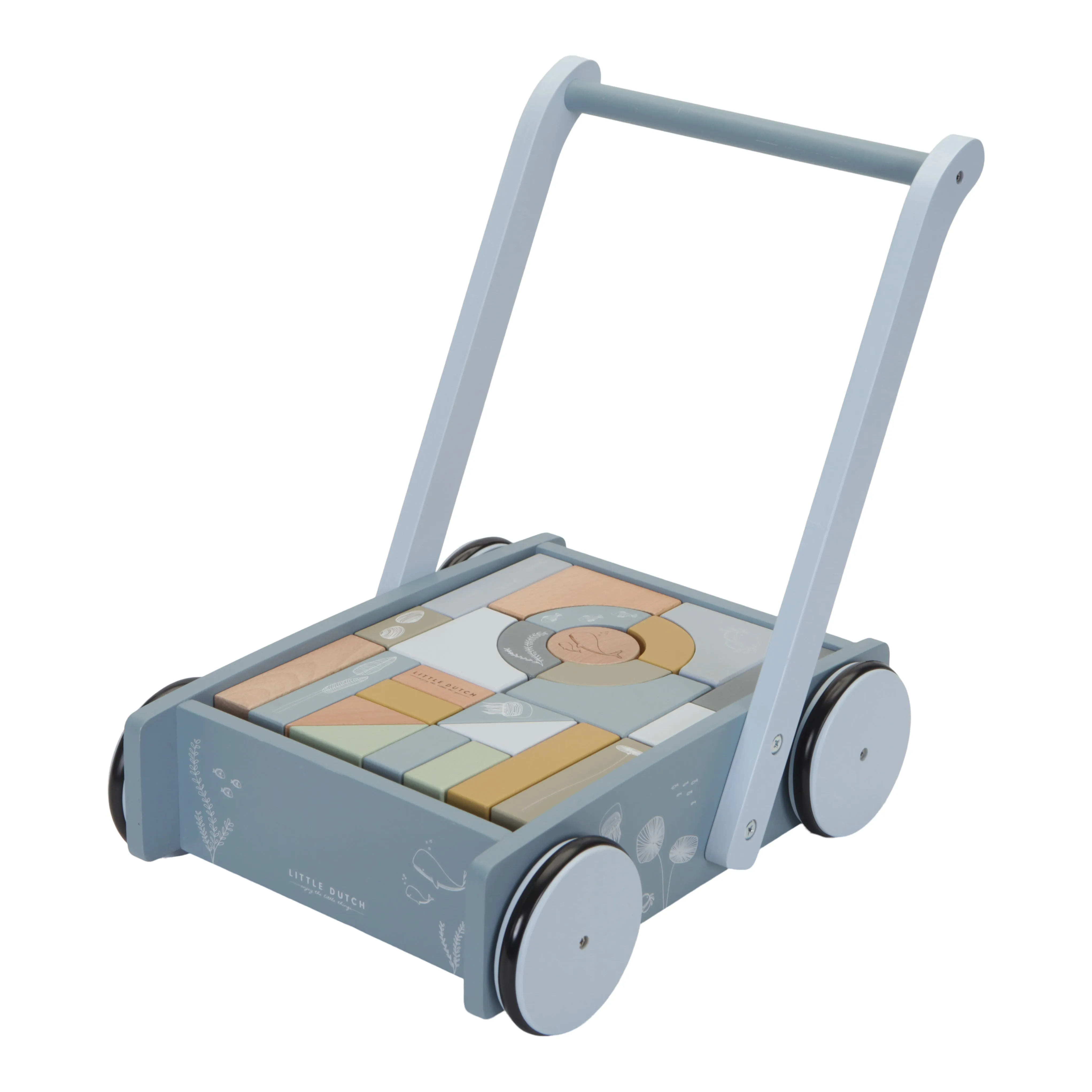 Little Dutch, Wooden Baby Walker & Block Trolley