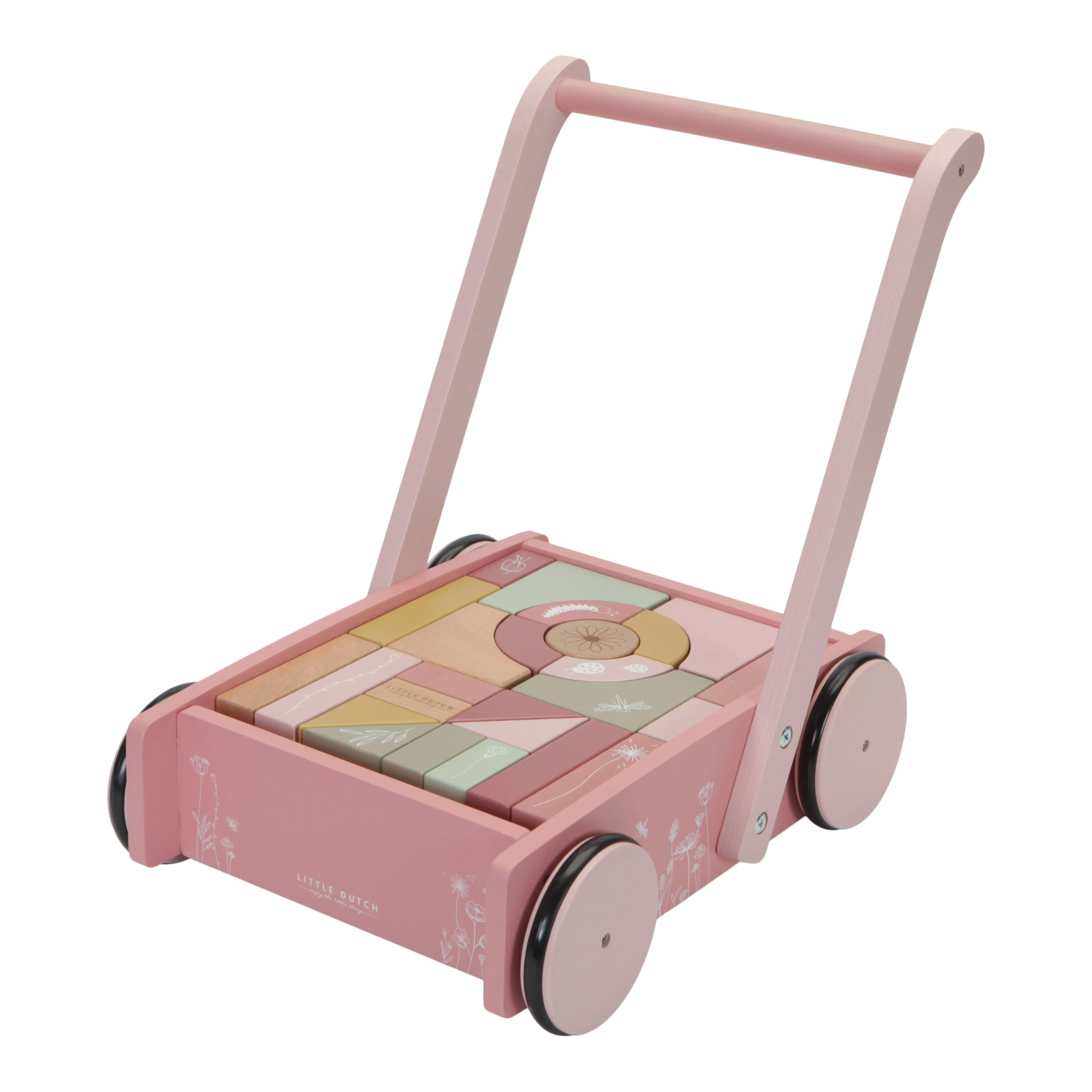 Little Dutch, Wooden Baby Walker & Block Trolley