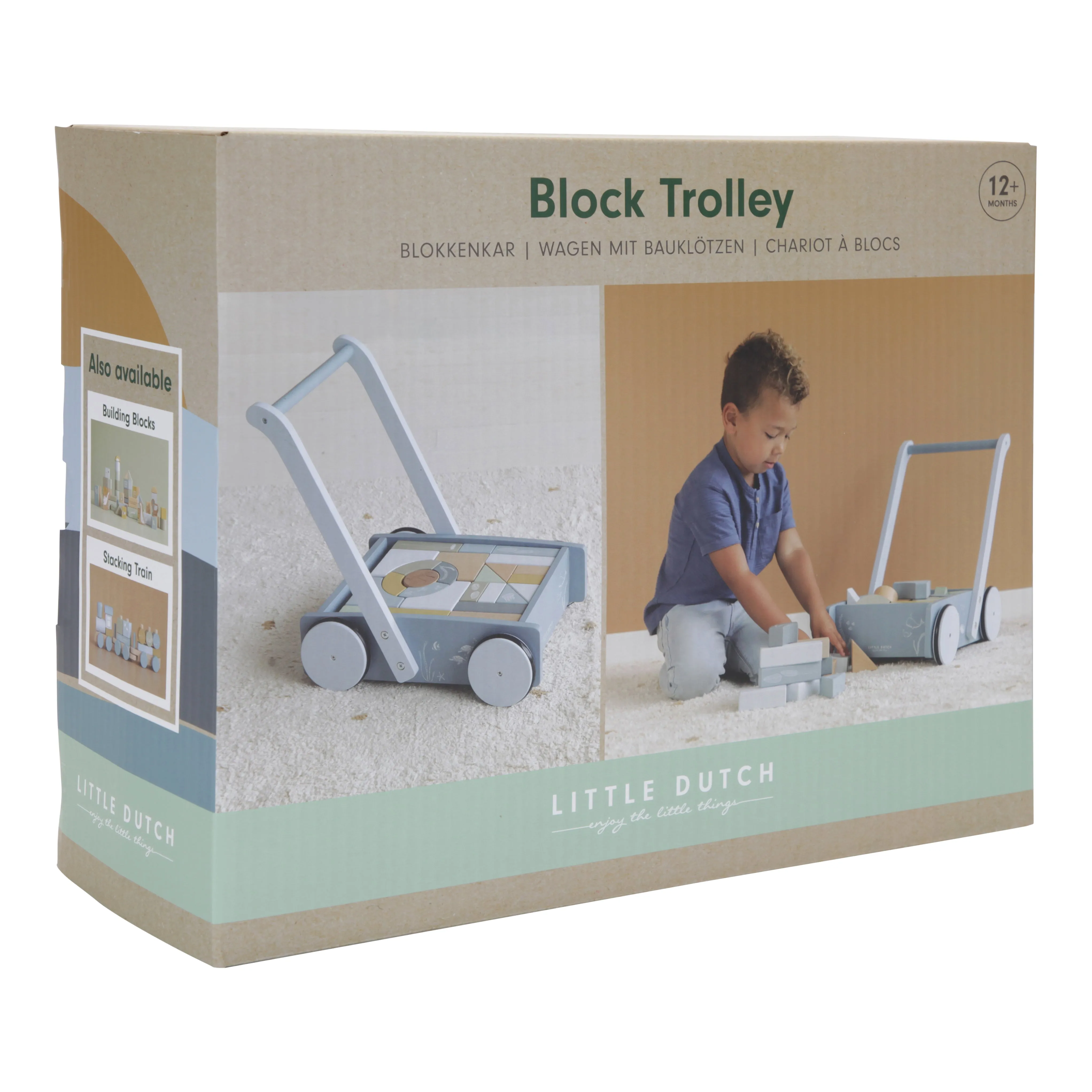 Little Dutch, Wooden Baby Walker & Block Trolley