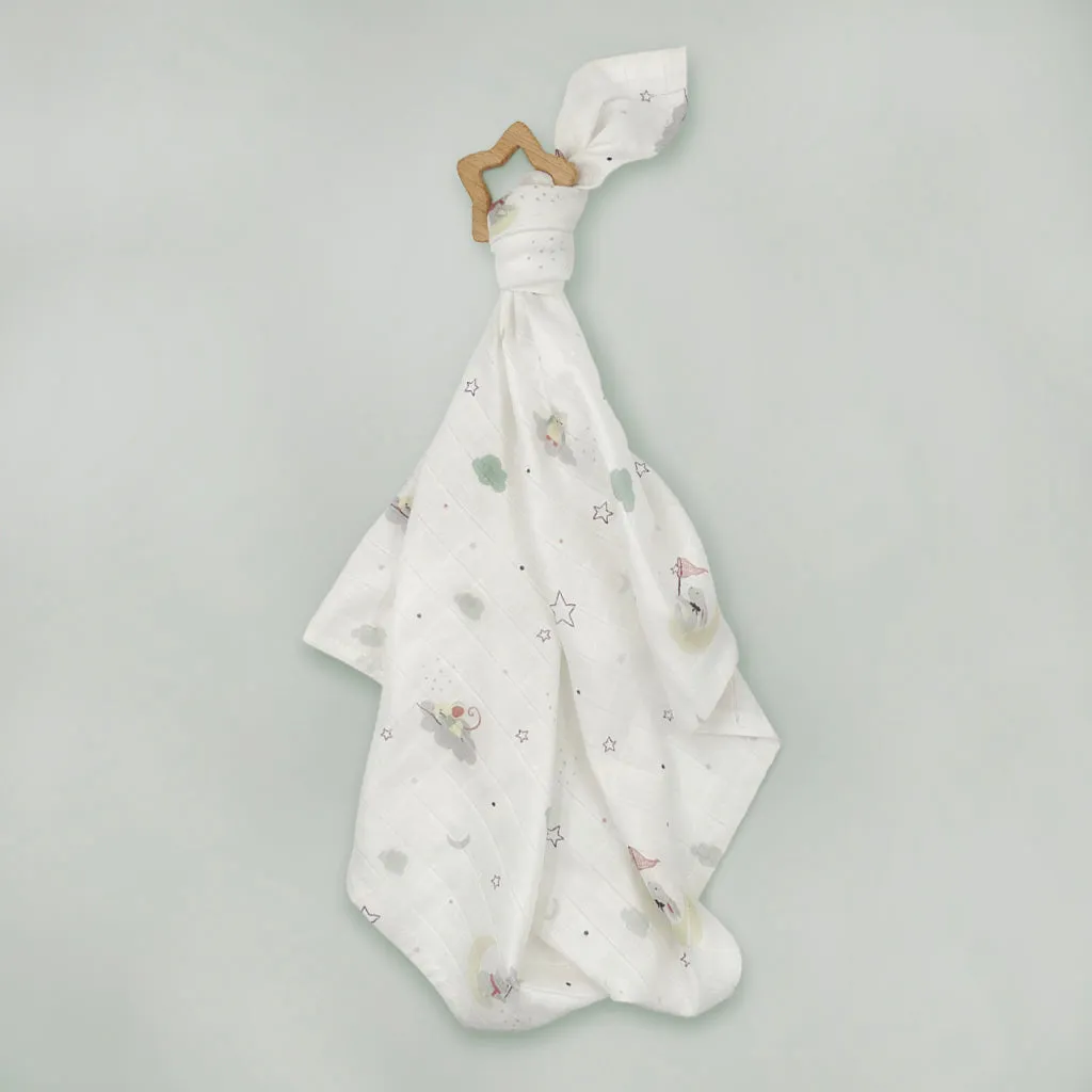 Little Love Day & Night Muslins with Wooden Teethers