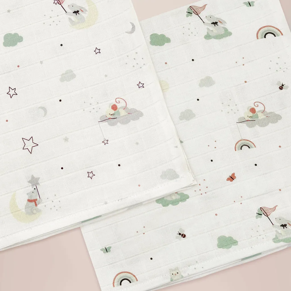 Little Love Day & Night Muslins with Wooden Teethers