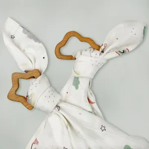 Little Love Day & Night Muslins with Wooden Teethers
