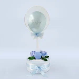 Luxury New Baby Bubble Balloon with Baby Boy Muslin Cake