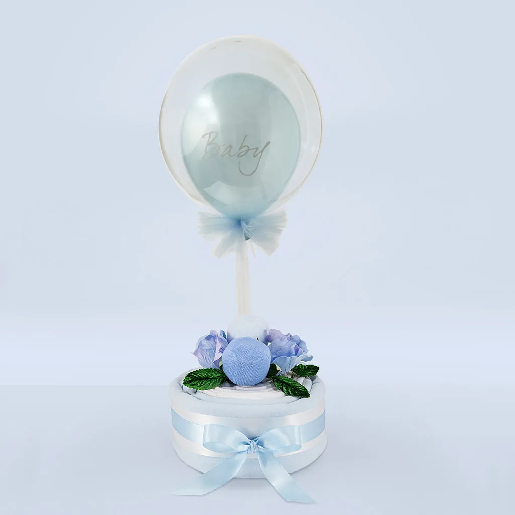 Luxury New Baby Bubble Balloon with Baby Boy Muslin Cake