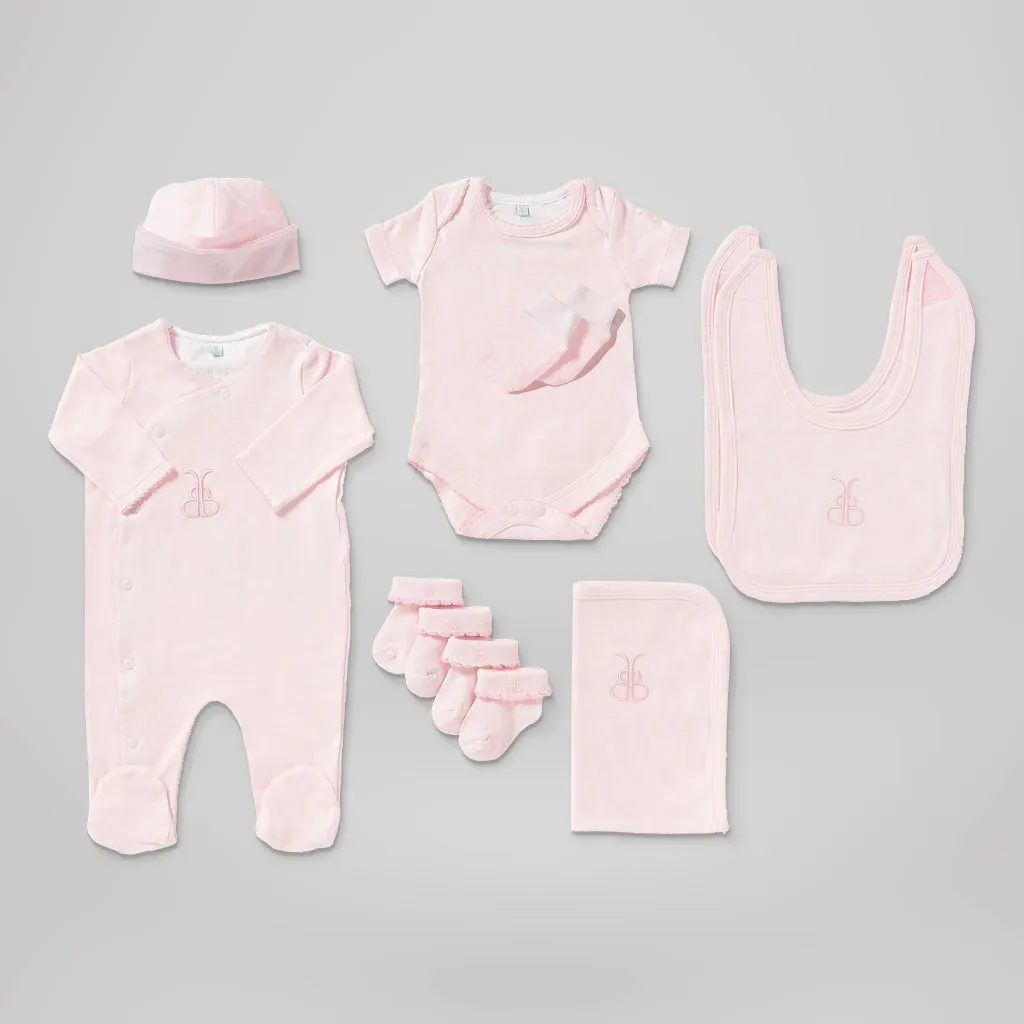 Luxury Rose Baby Clothes Bouquet and Personalised Baby Towel - Pink