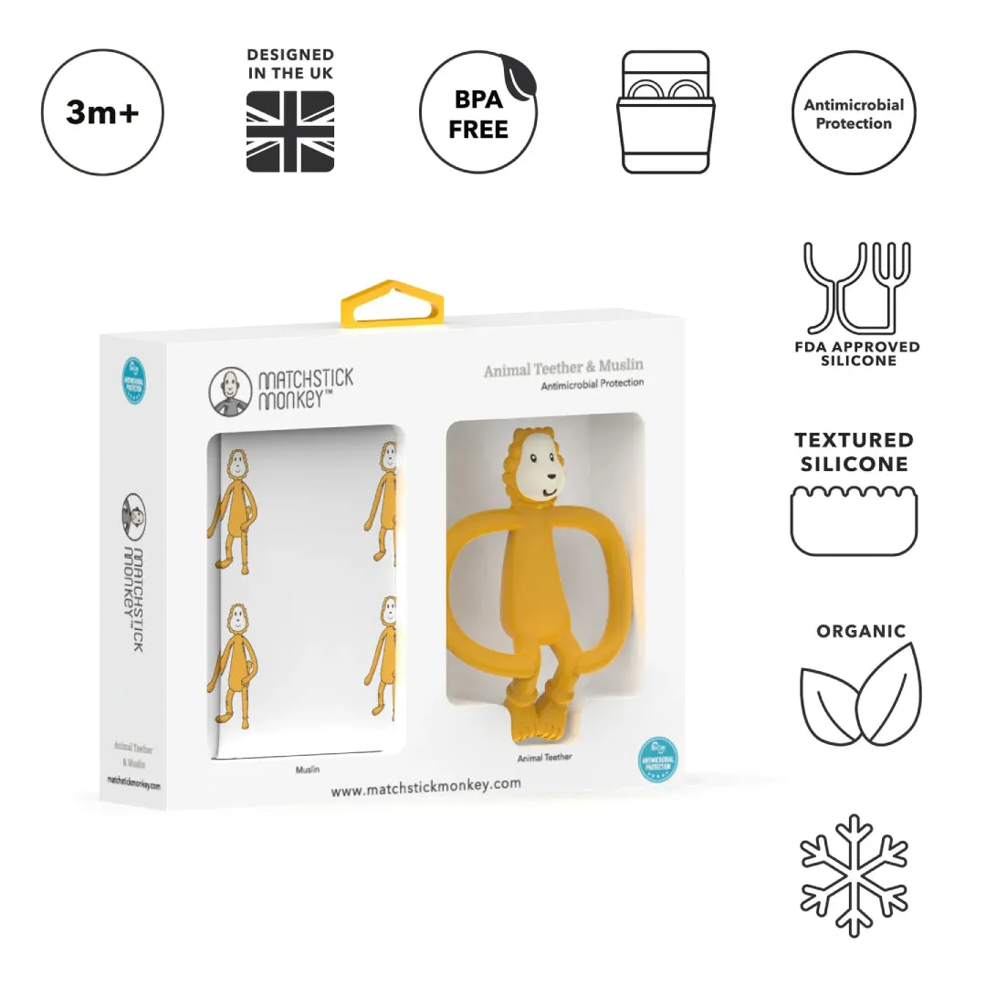 Matchstick Monkey Ludo Lion Teether & Muslin Gift Set