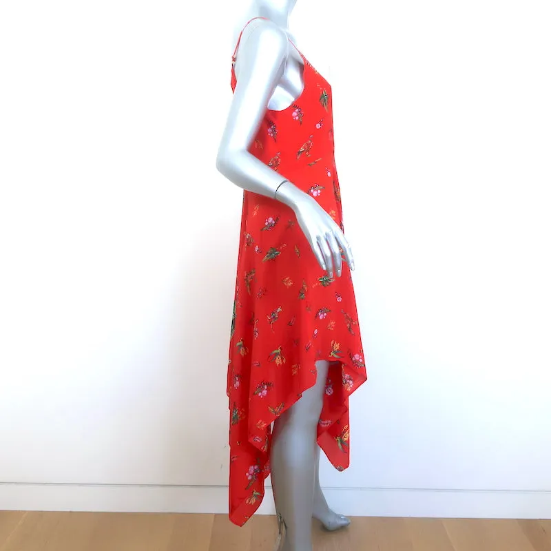 Milla by Camilla Paradise Circus Handkerchief Hem Midi Dress Red Silk Size Small