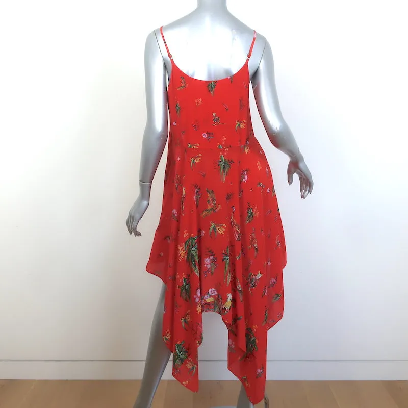 Milla by Camilla Paradise Circus Handkerchief Hem Midi Dress Red Silk Size Small